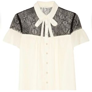 Alice By Temperley Pirouette Crepe And Lace Blouse Size 2